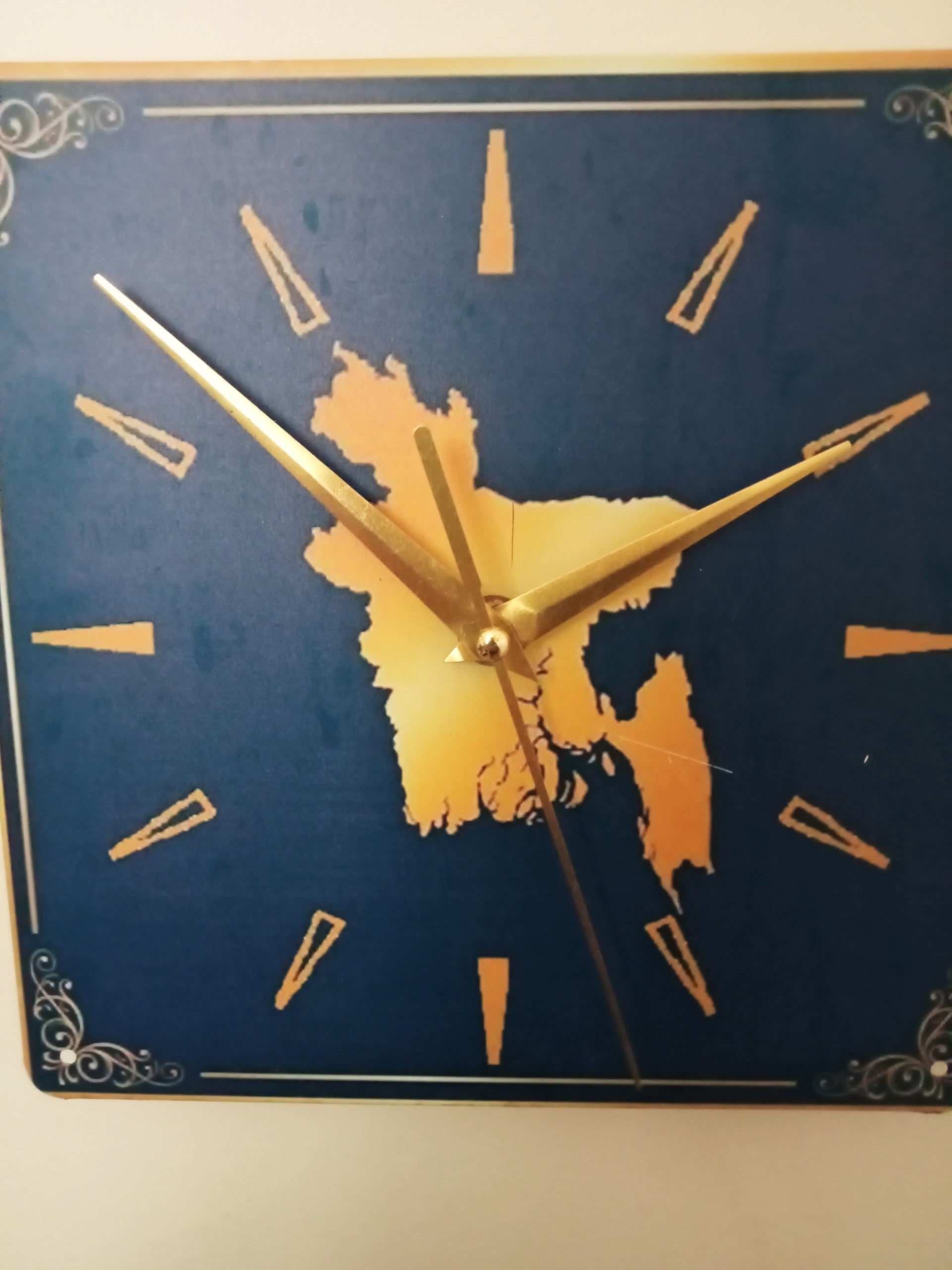 Golden Blue Bangladesh Wall Clock