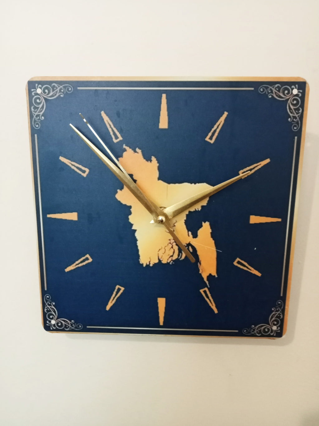 Golden Blue Bangladesh Wall Clock