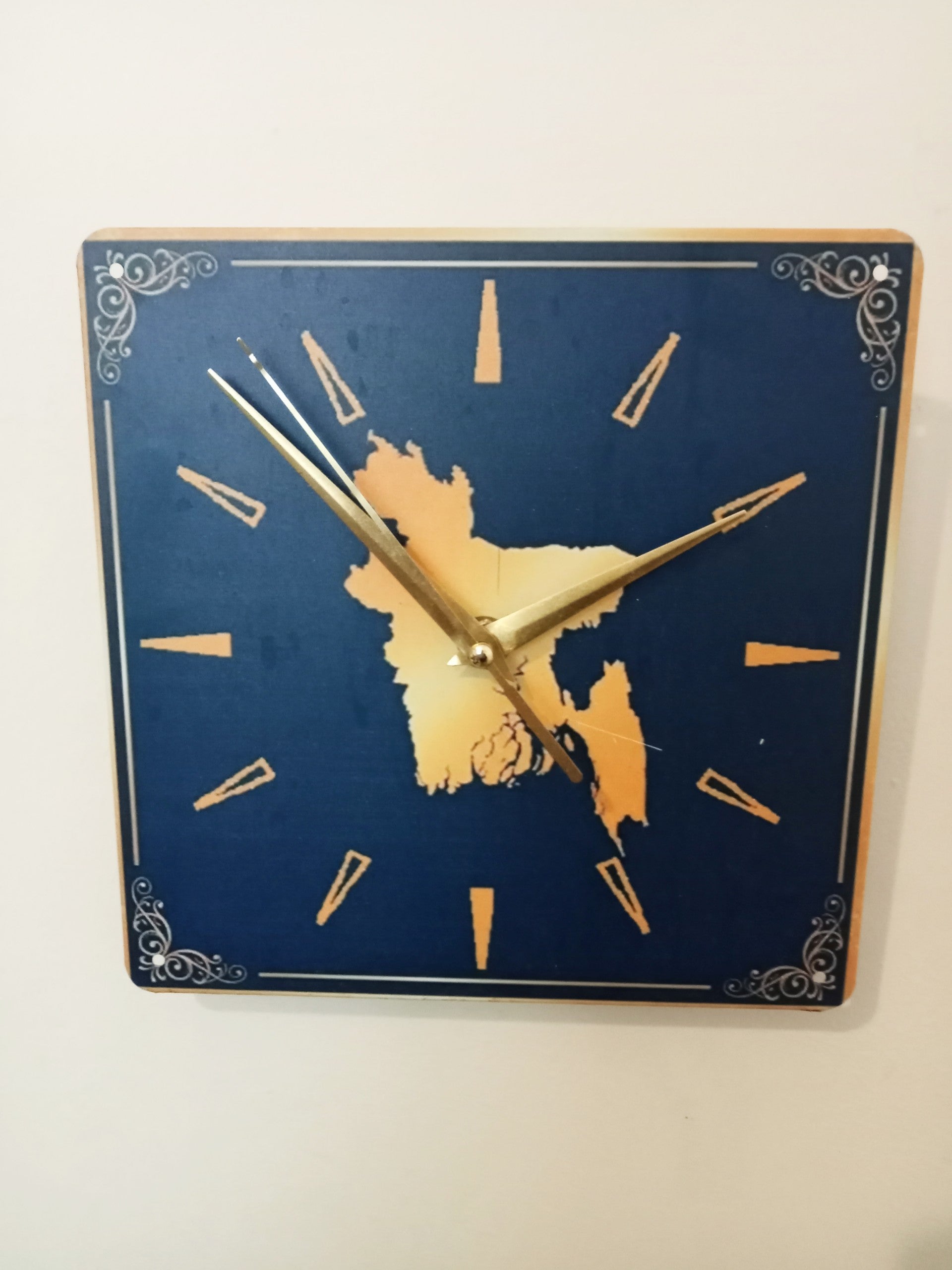 Golden Blue Bangladesh Wall Clock