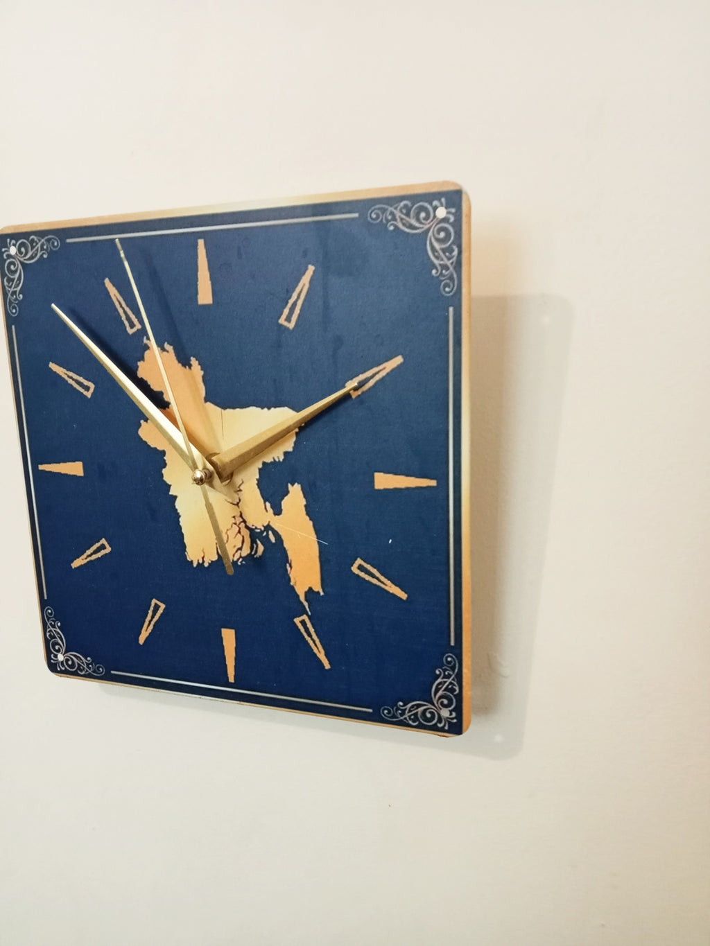 Golden Blue Bangladesh Wall Clock