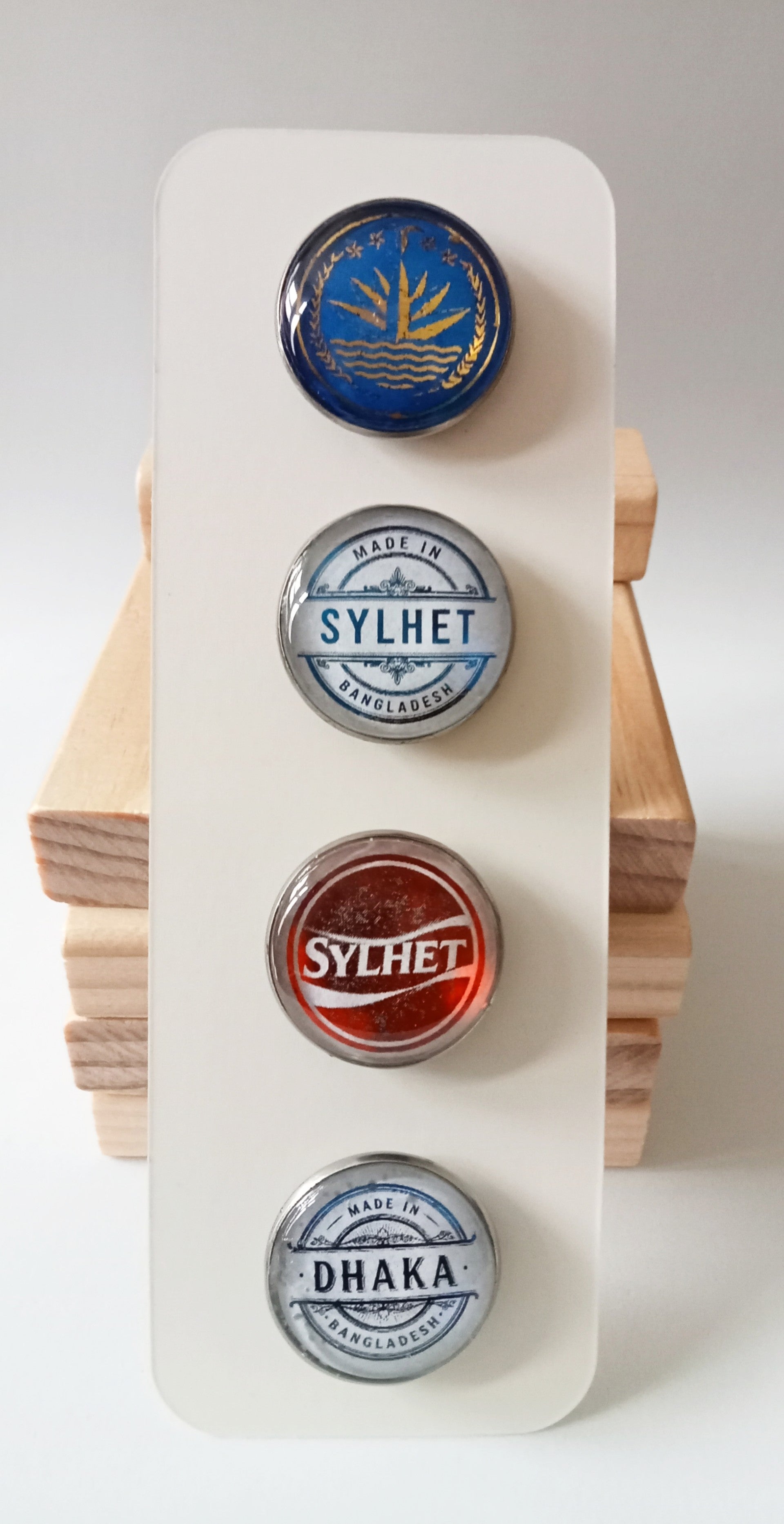 Bangladesh Round Fridge Magnets- Set of 4