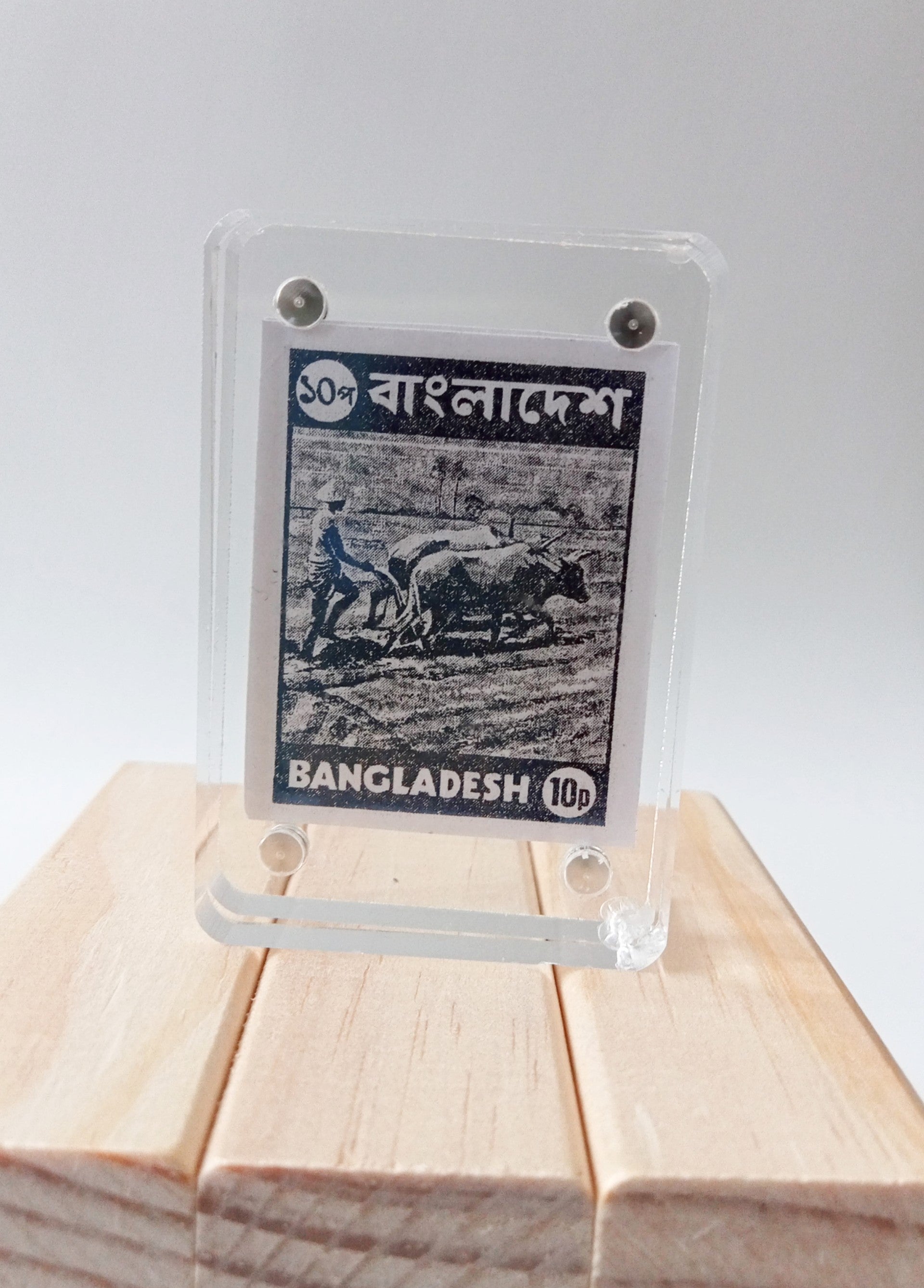 Bangladesh Farmer Plough Clear Acrylic Block