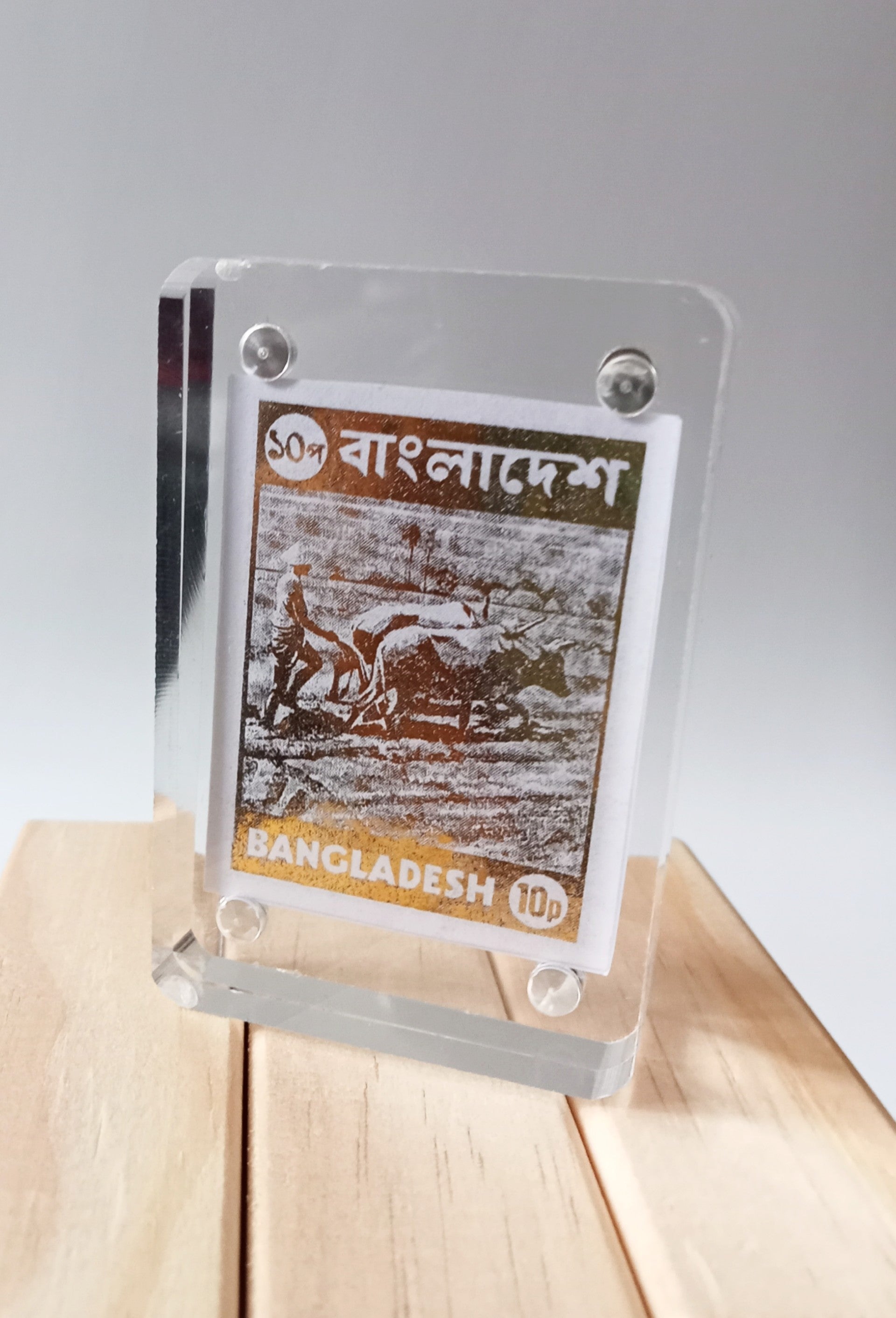 Bangladesh Farmer Plough Clear Acrylic Block