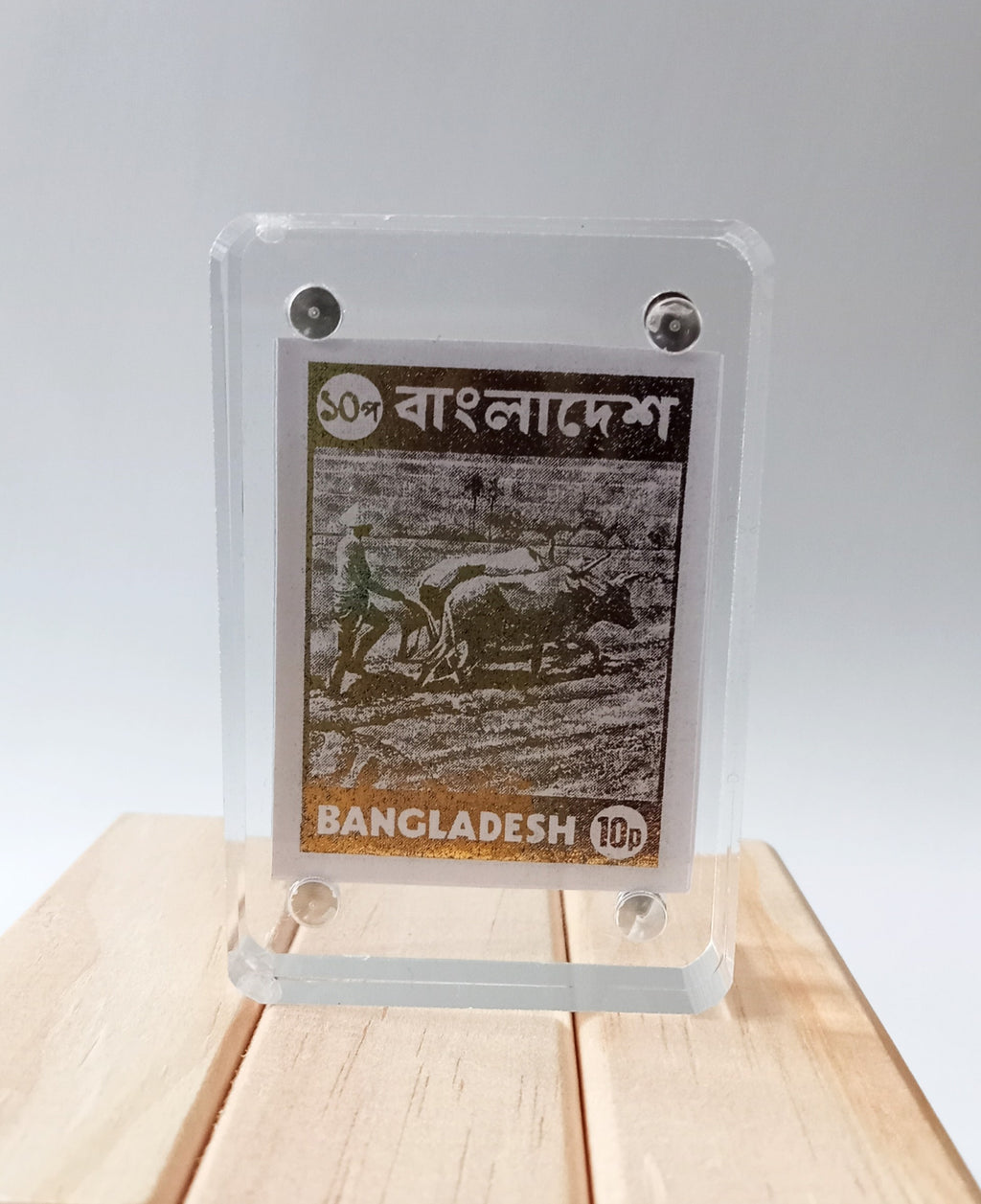 Bangladesh Farmer Plough Clear Acrylic Block