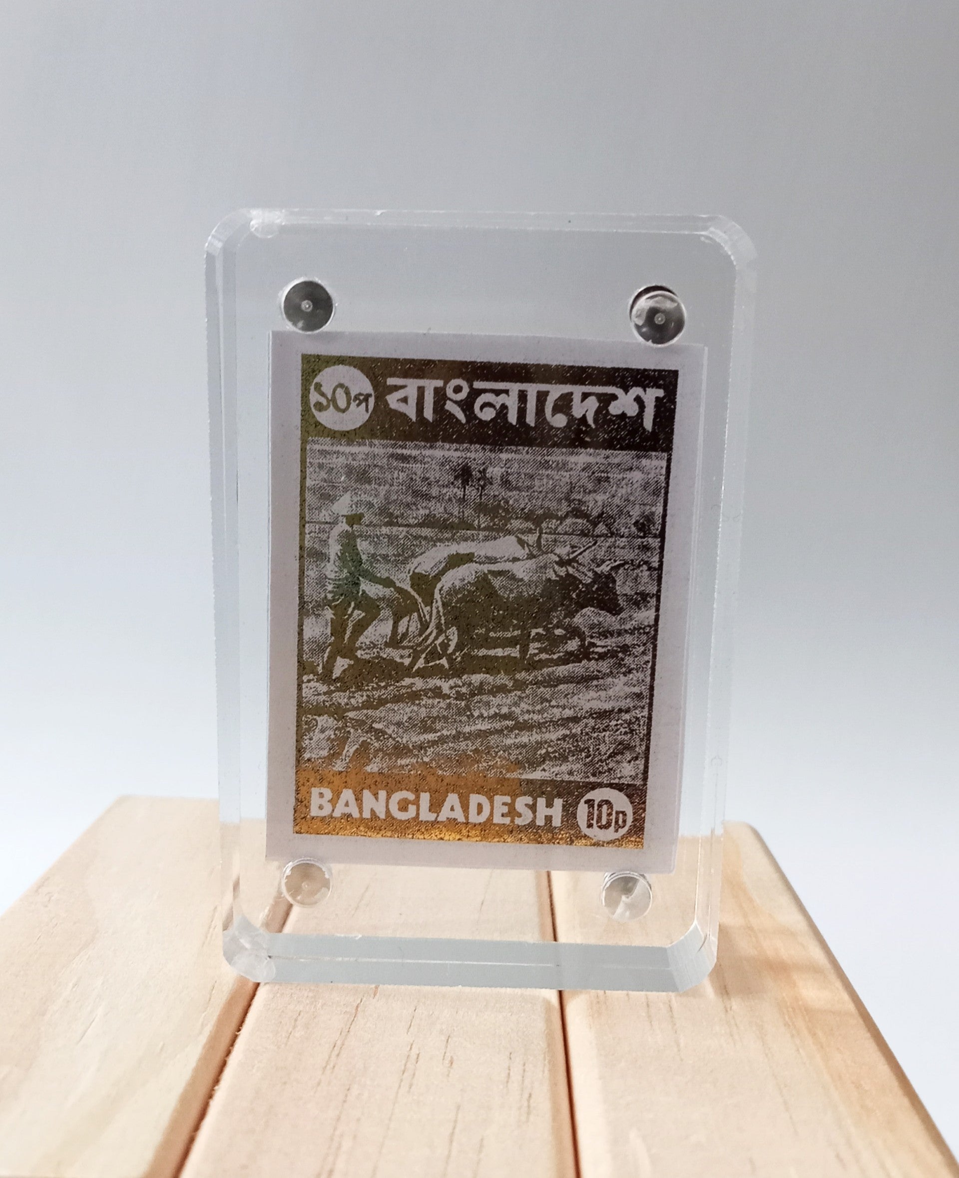 Bangladesh Farmer Plough Clear Acrylic Block