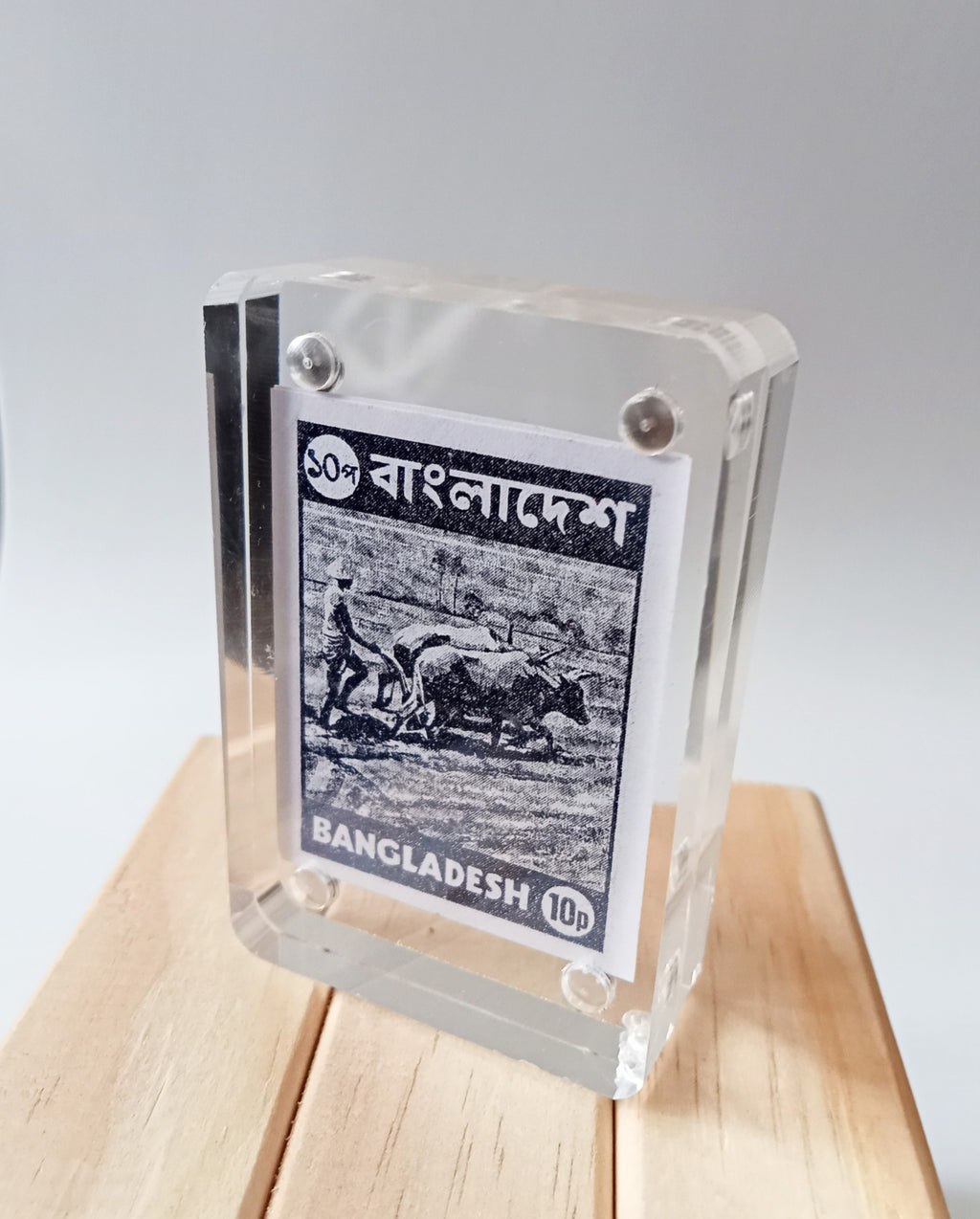 Bangladesh Farmer Plough Clear Acrylic Block