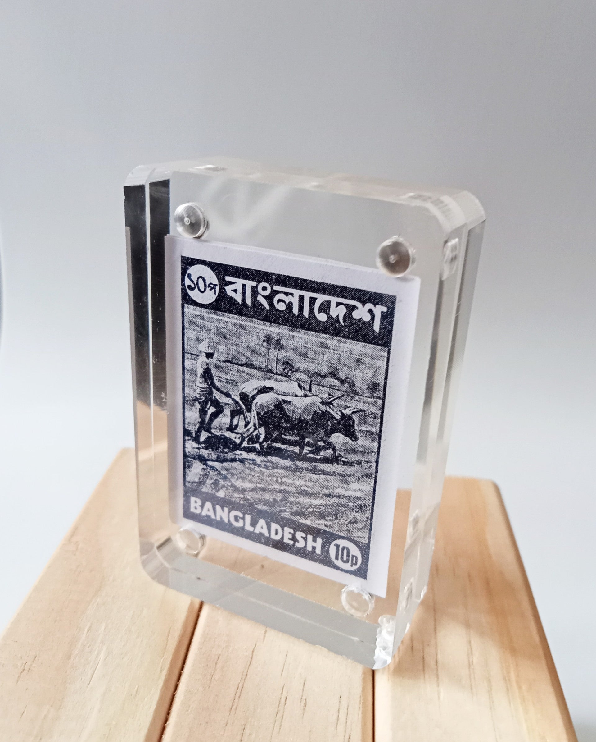 Bangladesh Farmer Plough Clear Acrylic Block