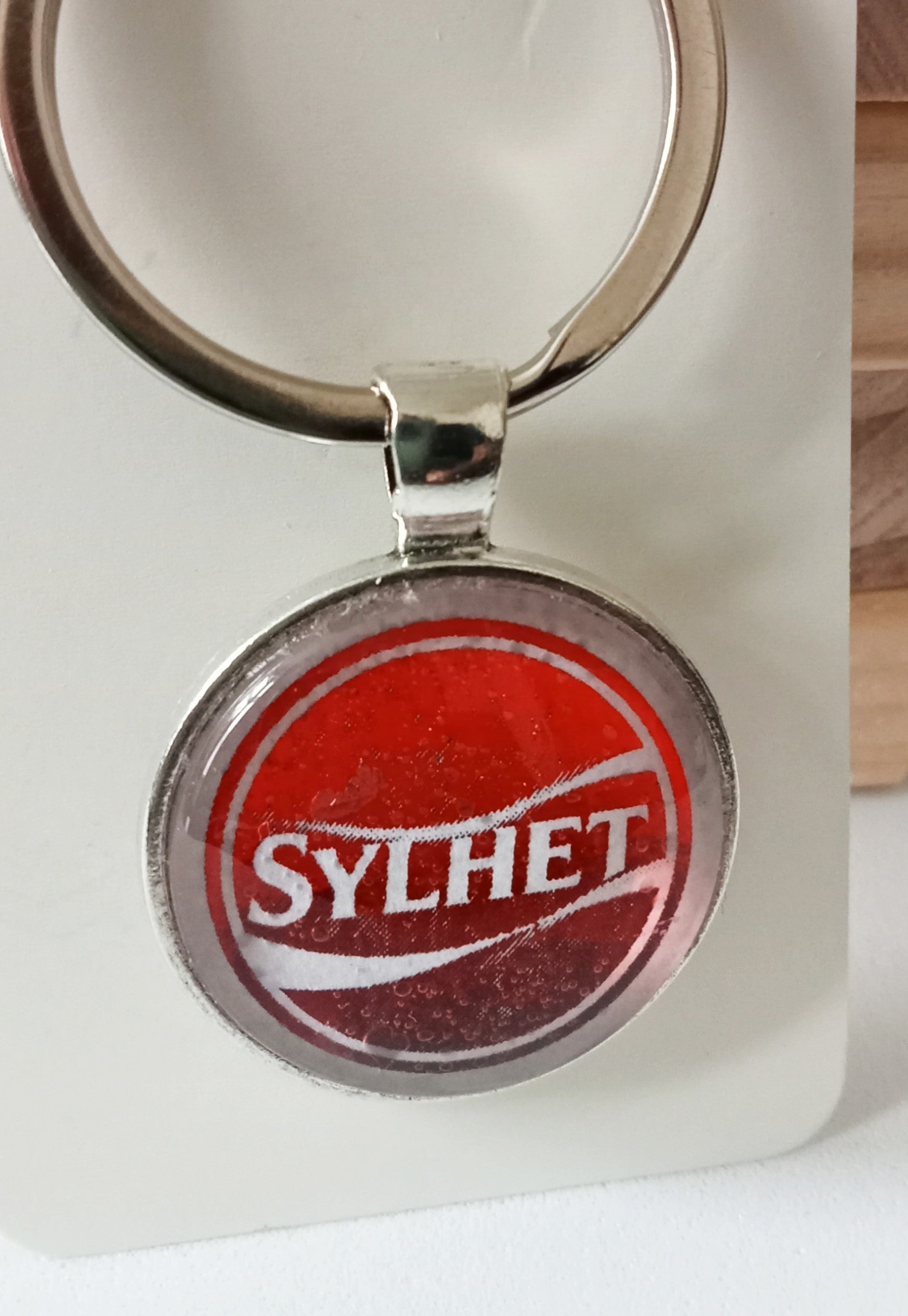 Red Sylhet Round Keyring
