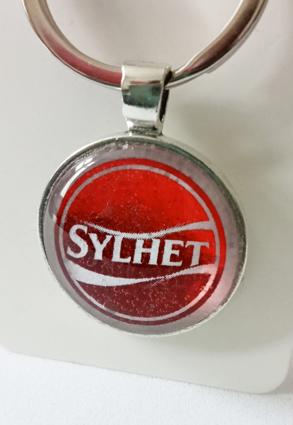Red Sylhet Round Keyring