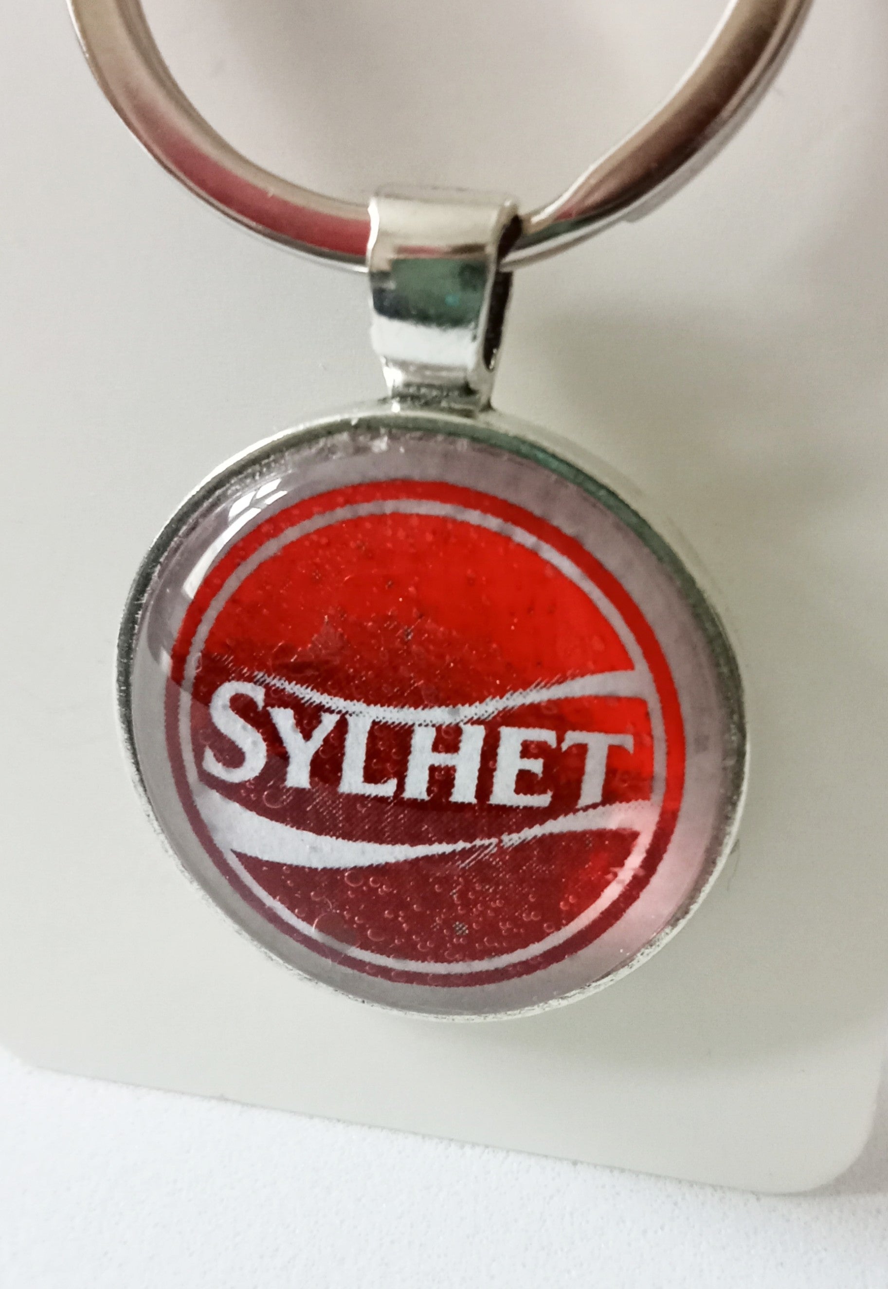 Red Sylhet Round Keyring
