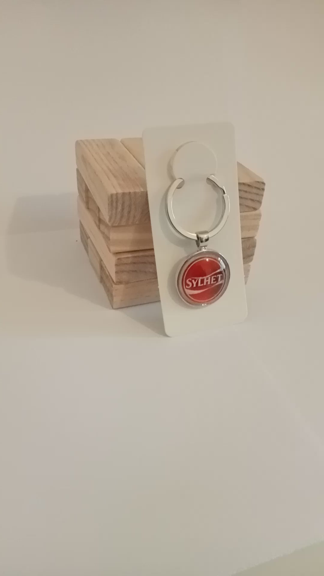 Red Sylhet Round Keyring